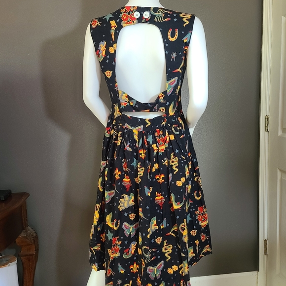 Vintage Black Roses Retro Nautical Tattoo Dress - Picture 4 of 7